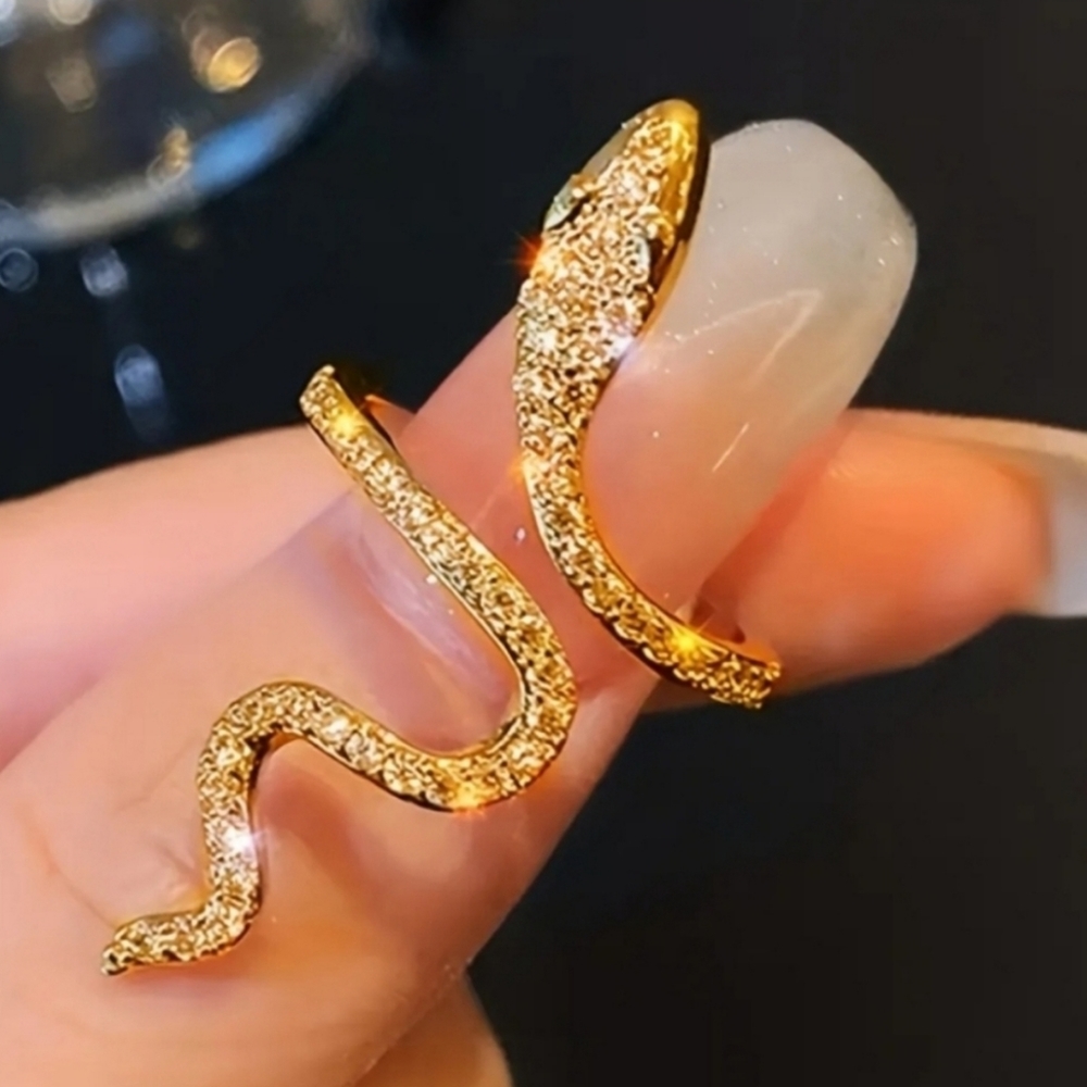 NWT! Chic Gold Rhinestone Snake Wrap Ring